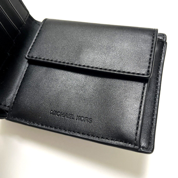 Michael Kors Men’s Billfold Wallet Coin Pocket Black Gray Red Stripe Logo NWT - Picture 8 of 8